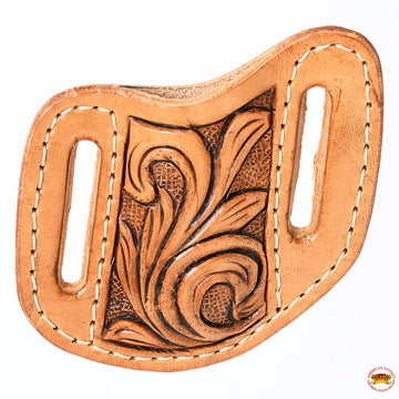 Hilason Leather Angled Knife Scabbard Sheath Cover Floral Tooled
